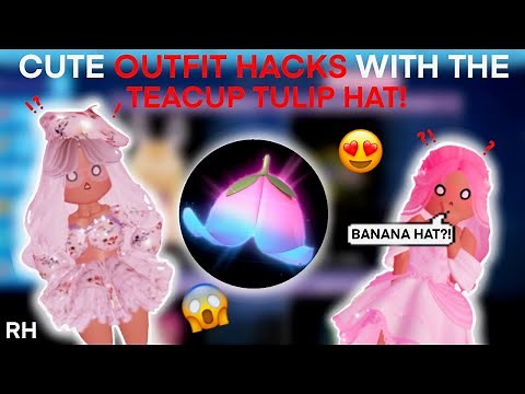 *EVERY OUTFIT HACK* With The NEW *TEACUP TULIP HAT!* 🖤😍🌷Royale High 🏰Outfit & Accessory Hacks ROBLOX