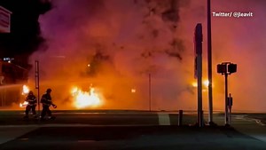 Explosion after tanker crashes into NY business