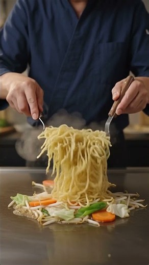 Preparing Shio Yakisoba on a Griddle | Japanese Stir-Fried Noodles 🍜