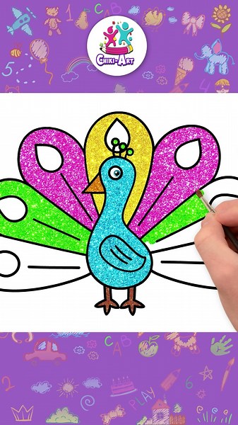 Glitter Peacock Drawing #shorts #peacock #howtodraw