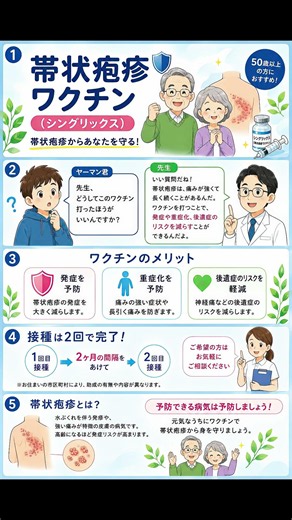 帯状疱疹の予防ワクチンを打ちましょう
