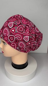 Valentine's Day Women's Scrub Cap: Hearts Euro Style Surgical Cap