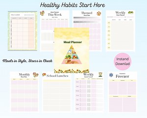 Digital Meal Planner Printable Weekly Meal Planner Meal Prep Tracker Pantry Organizer Schedule Meals Organization Family Meal Planner - Etsy