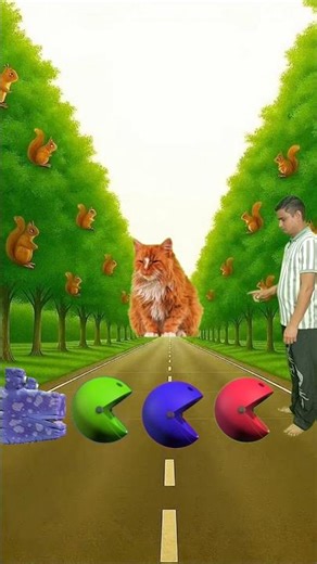 wait me jump on new colour monster Pac-Man vs green monster Pac-Man cat #shorts​ #youtubeshorts​