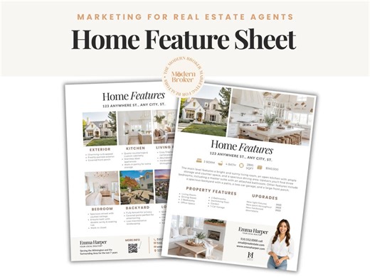 Real Estate Flyer Template – Editable Home Feature Sheet Canva Design (digital Download) - Etsy