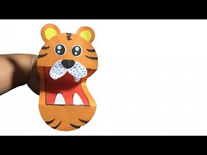 Tiger crafts with paper - Paper tiger puppet - Tiger hand puppet easy - paper tiger for kids