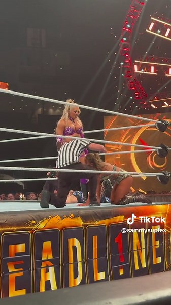 @Tiffany Stratton with a beautiful springboard elbow at #nxtdeadline #nxt #wwe #smackdown #tiffytime #raw #roadtowrestlemania