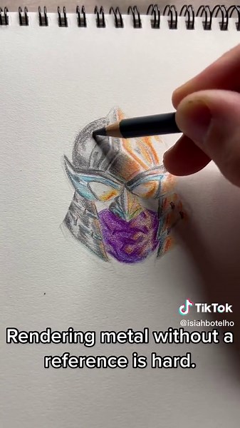 Shredder Head Sketch with Strong Lighting Techniques