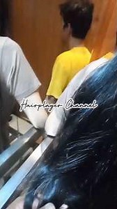 playing with the stranger hair in the elevator#hairplay #stranger#public