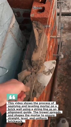 Perfect Brick Mortar Leveling Using String Line #brickwork #masonry #construction