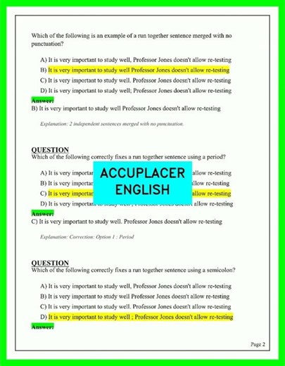 ACCUPLACER English 2026 Practice Test with Answers | Latest Exam Prep & Full Review Guide