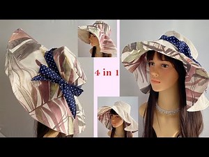💖 How to make a Large Brim Floppy Sun Hat 4 in 1 Reversible Summer Beach Hat, Bucket Hat, Ladies Hat