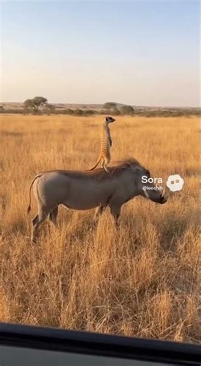 Warthog Carrying a Meerkat?! Is This REAL?! 😳