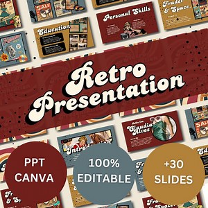 Retro Powerpoint Template, Retro Powerpoint Theme, 70s, 80s Style Slides (canva, Digital Download) - Etsy