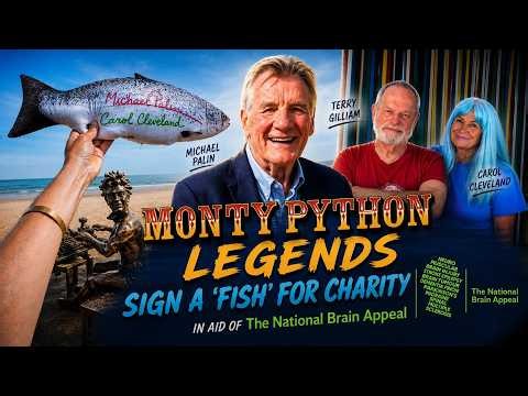Michael Palin & Terry Gilliam sign A FISH 🐟 for Charity - The National Brain Appeal 🧠 (Monty Python)