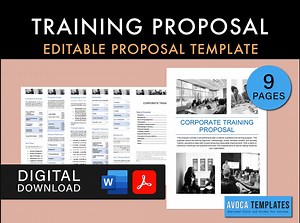 Corporate Training Proposal. 9 Pages. Editable With Microsoft Word or Adobe Acrobat PRO. A4 & US Letter Size. Digital Download Template. - Etsy UK