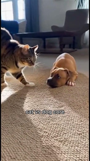 Cats vs dogs #orangecat #dog #catvsdog #funnyanimals #catcore #funnymoments