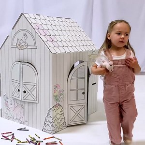 Anderson’s My Name, My Playhouse! Barn – Personalized Lifesize Cardboard Farmhouse for Kids Ages 3+, Color-in Activity, Birthday Gift Fun, Classroom Craft, Holiday Surprise, Easy Assembly