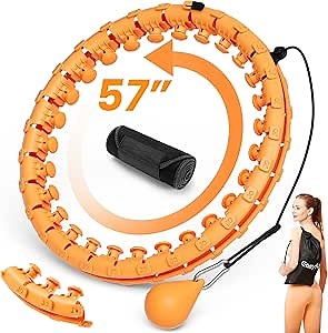Easyfun Weighted Infinity Hoop Plus Size for Adults Weight Loss, 30 Knots Fit Hoop for Women, Detachable 2 in 1 Adjustable Size Hula Fitness Hoop Workout Equipment with Waist Trimmer