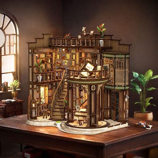 Dreamy Book Hall Book Nook Kit – DIY Miniature Library Scene With LED Lights, Handmade Wooden Bookshelf Decor for Book Lovers - Etsy