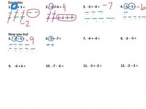 adding and subtracting integers using counters