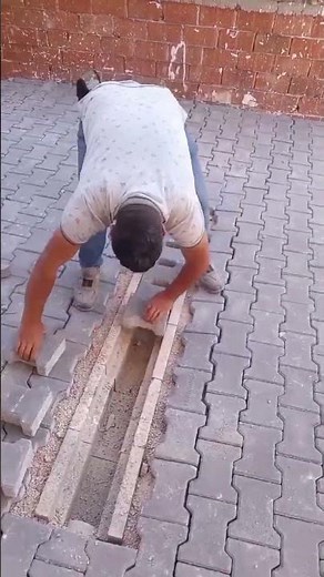 process of installing stone blocks #shorts