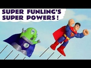 Funny Funlings Superpowers with DC Comics and Marvel Avengers 4 Endgame Superheroes with Lightning M