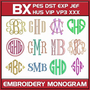 BX Embroidery Monogram Fonts : 12 Machine Embroidery Designs Brother PES DST - Etsy UK