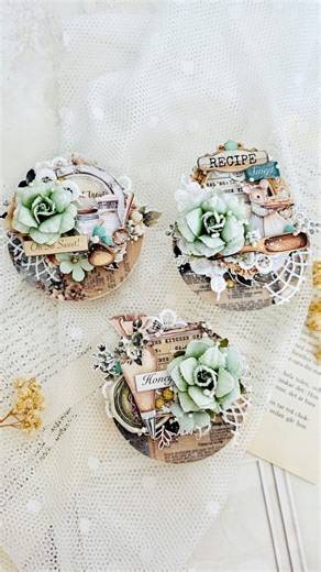 TINY BUT MIGHTY! 🐭 PAPER CRAFT ATC TUTORIAL!! Can we talk about how adorable Scraphomework- Ania Rokicka ´s little round ATCs are with our @the3girlstale Home Baker collection? Tiny, but layered with découpage, frosted flowers, and all the sweet details! And yes—our Home Baker A4 Découpage Fiber Paper glues and seals like a dream with Finnabair Soft Matte Gel (over Heavy Gesso!)… ready for all that yummy layering.Small but mighty… just like mini desserts! Who else is swoooning over these bite-s