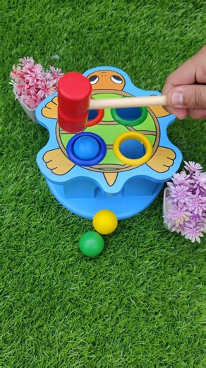 🌈 Colorful Turtle ASMR – Satisfying Hammer Taps & Wooden Rolling Sounds