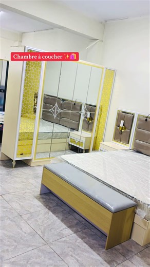 Chambre Complète Lit 🛌 3 Places Armoire 🗄️ 6 Portes 🚪 Coiffeuse 💇 très jolie 🥰 et confortable #Meubles #TiktokMali
