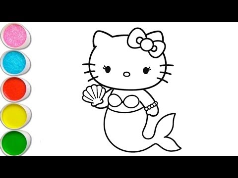 Hello Kitty Mermaid Drawing Painting Colouring for kids and Toddlers Easy step by step Drawing...