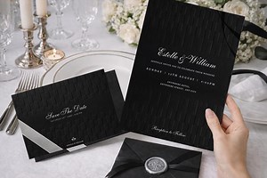 Black White Wedding Invitation Suite, Minimalist Save the Date, Canva Template (digital Download) - Etsy