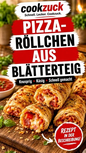 Pizza-Röllchen aus Blätterteig 🍕🧀