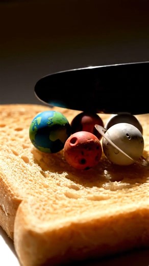 Cosmic ASMR: Spreading Mini Planets on Toast 🌌🪐🍞 #satisfying #ASMR #cosmic
