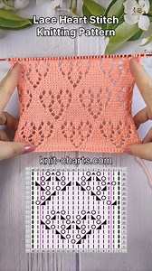 Lace Heart Stitch Knitting Pattern #reelsvideo #knittinglovers #knittingdesign | Free Knitting Patterns