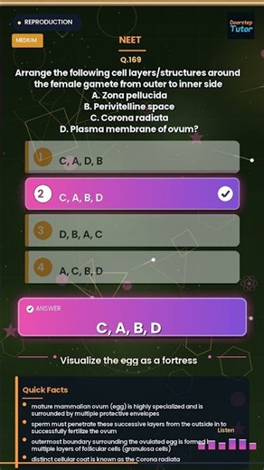 NEET Biology MCQ: Female Gamete Layers! 🥚 Reproduction #Shorts
