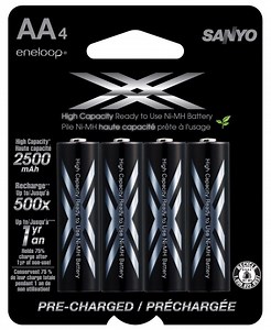 eneloop XX high capacity pre-charged rechargeable batteries: AA 4-Pack $13.39 (Reg. $25)