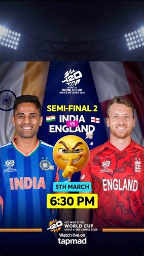 India vs England | Semi-Final 2 | T20 World Cup 2026 🔥 #cricket #cricketshorts