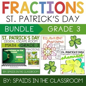 St. Patricks Day Adding & Subtracting Fractions Project Craft Equivalent Grade 3