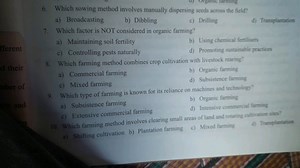 Which sowing method involves manually dispersing seeds across t... | Filo