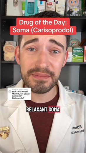 Dr. Ethan Melillo | Pharmacist on Instagram: "🚨 What you need to know about Soma (Carisoprodol) 💊 Uses, risks & why it’s only recommended for short term use #Soma #Carisoprodol #PharmacistTips #MedicationSafety #DrugFacts #PharmacyAdvice #OTC #HealthTips"