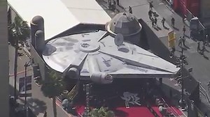 Hollywood Boulevard was shutdown at Highland today because the Millennium Falcon was blocking traffic. No, really. More on the red-carpet premiere for "Solo: A Star Wars Story": http://4.nbcla.com/aZa6Ocs | NBC LA