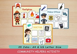 Community Helpers Preschool Worksheets | Jobs , Occupations Printable | Busy Book & ESL Kids Activity - Etsy UK