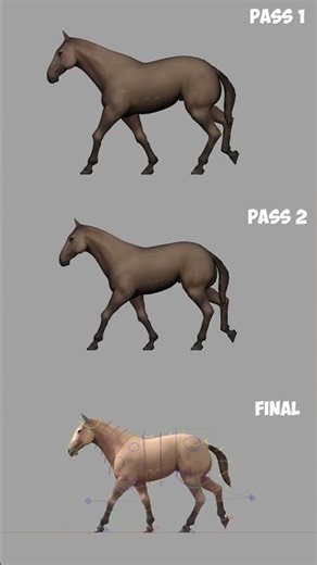 Quadruped animation study - Horse walk cycle breakdown 🐎