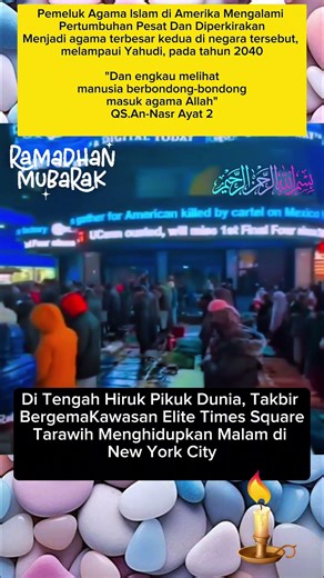 From Neon Lights to Divine Light — Taraweeh Shines in Times Square. #shot #trending #americanmuslims