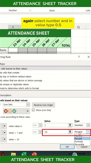 Create an Automatic Attendance Sheet Tracker in Excel | Excel Dashboard Tutorial #shorts #excel