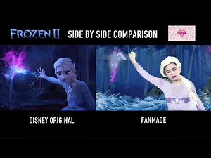 Side by side comparison Frozen 2 - Elsa meets Bruni, The Fire Spirit | Elsa Magical Powers