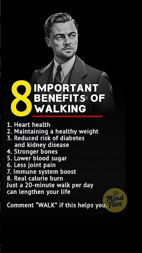 ✨ 8 Important Benefits of Walking #HealthTips #Wellness