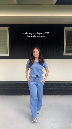High-Rise Wide Leg = high-key obsessed 😌 Our new scrub pant is here — thoughtfully designed for all-day movement, modern style, and effortless comfort. | Fabletics Scrubs